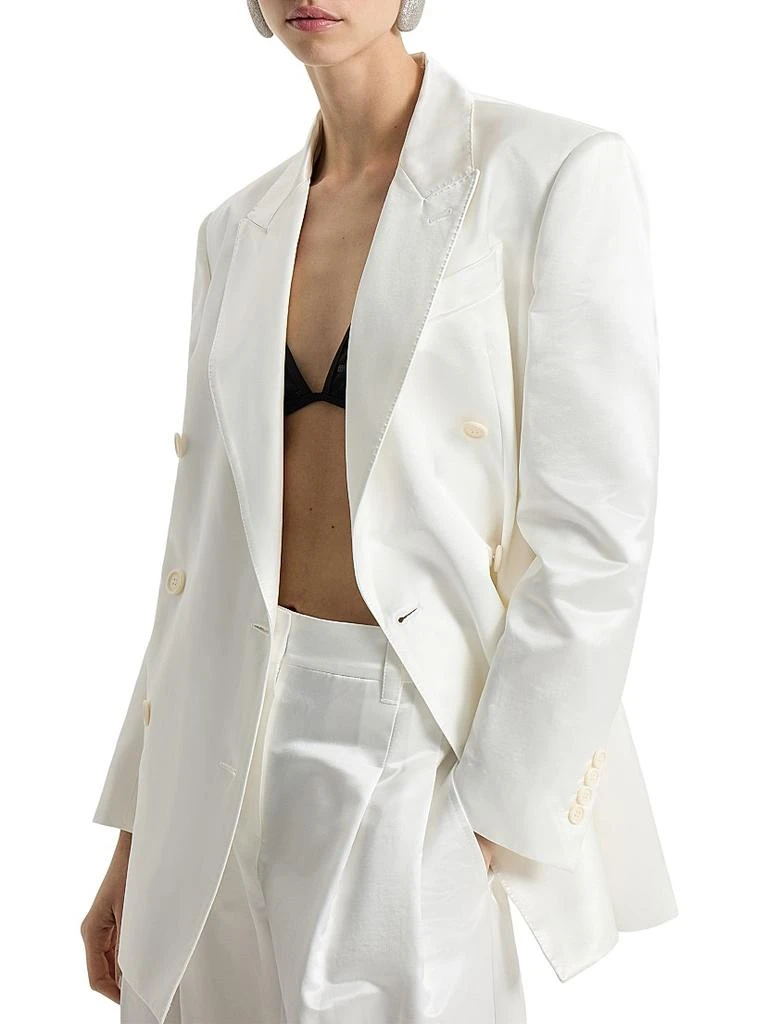 Brunello Cucinelli Cotton and Silk Satin Blazer with Monili 4