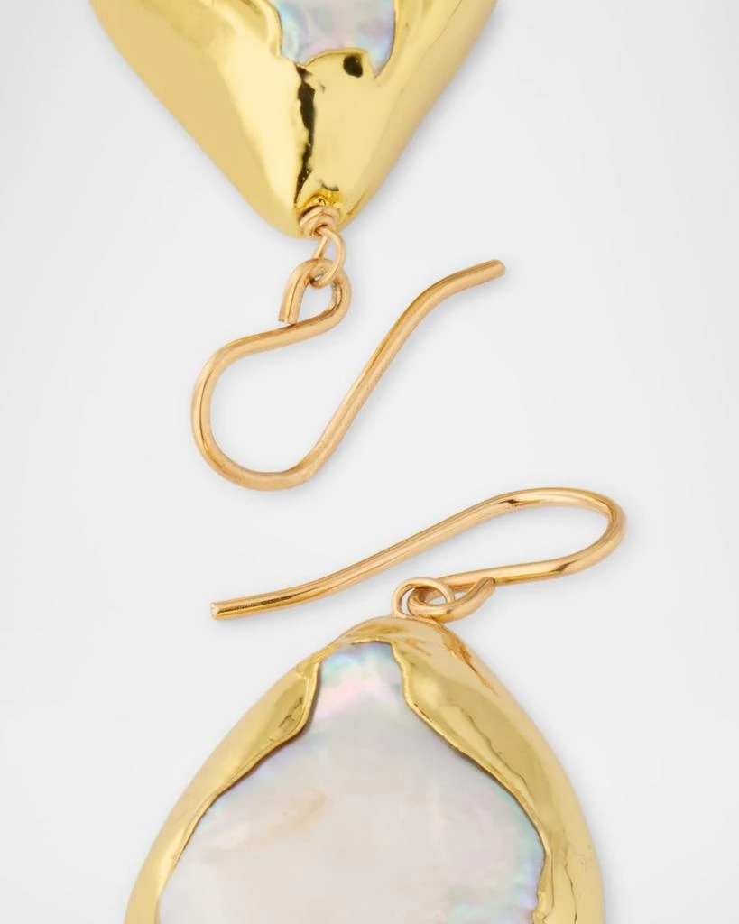 Devon Leigh Freshwater Pearl in Gold Bezel Earrings 4