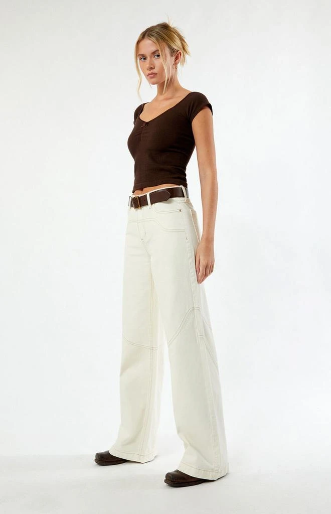 Jessie Off White Cowboy High Waisted Baggy Jeans – On Sale Now