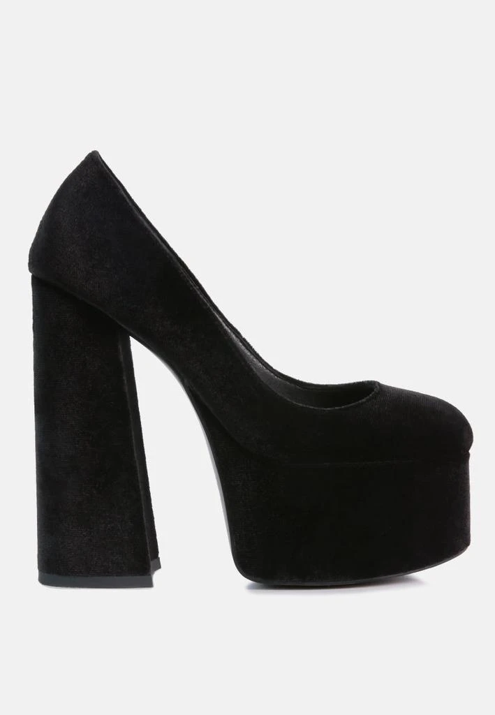 London Rag old novelty platform heel velvet pumps 7