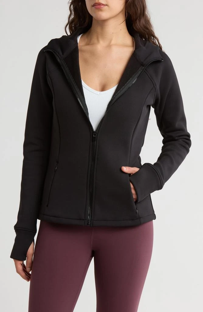 90 DEGREE BY REFLEX Fleece Lined Scuba Knit Full Zip Hoodie 1
