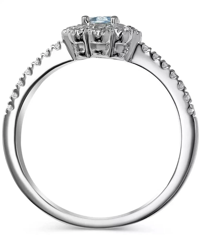 Macy's Aquamarine (1/5 ct. t.w.) & White Topaz (1/4 ct. t.w.) Flower Ring in Sterling Silver 3