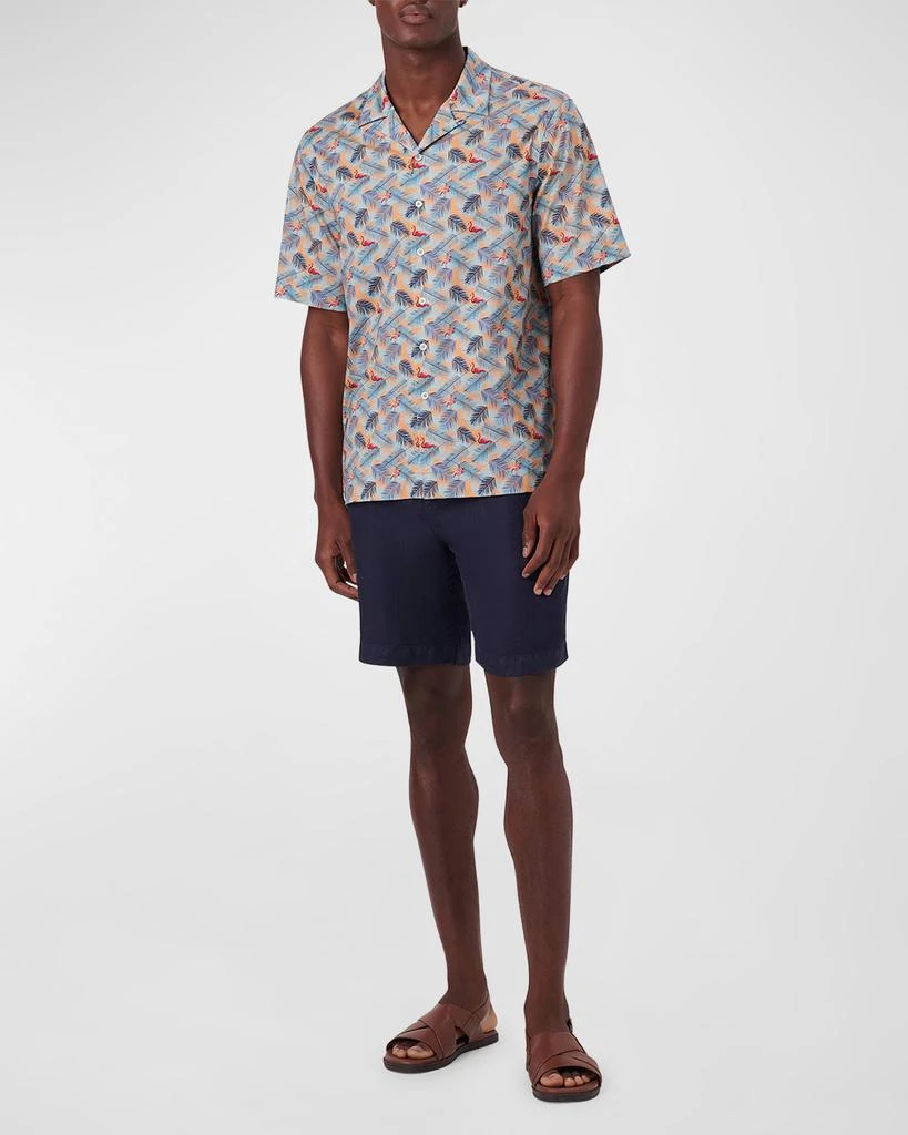 BUGATCHI Men's OoohCotton Tech Flamingo Camp Shirt 3