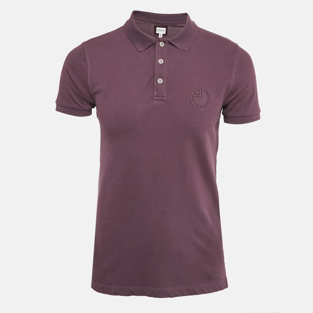 Armani Collezioni Armani Collezioni Purple Logo Embroidery Cotton Pique Polo T-Shirt L 1