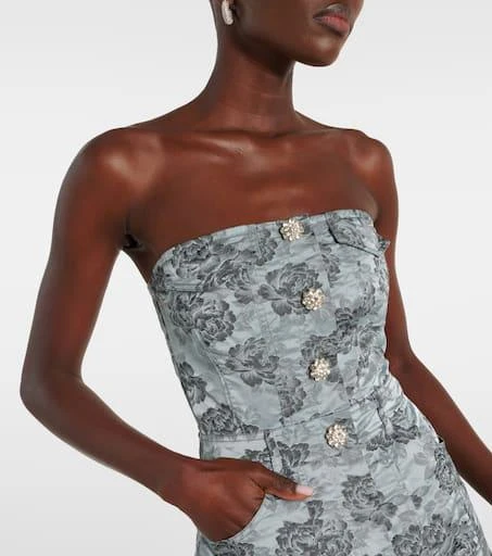 Ganni Strapless floral jacquard midi dress 4