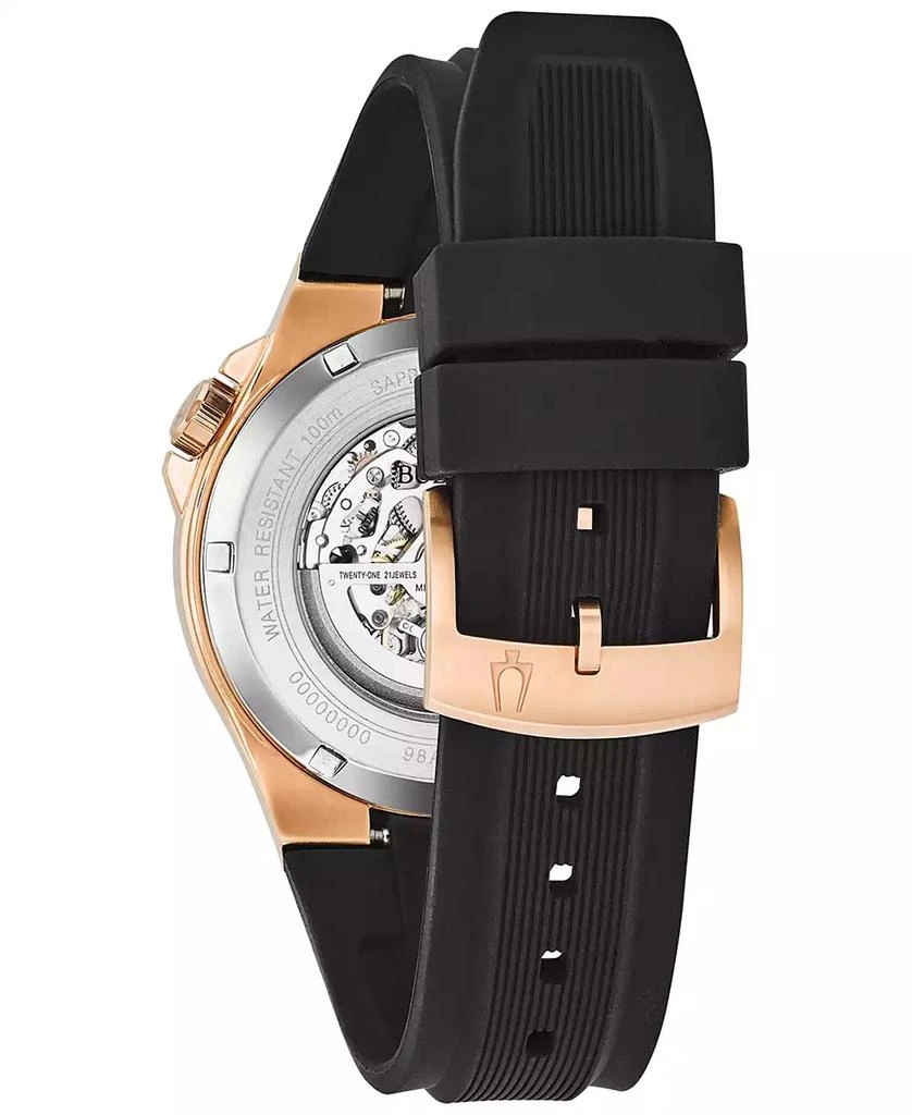 Bulova Men's Automatic Black Silicone Strap Watch 46mm 98A177 7