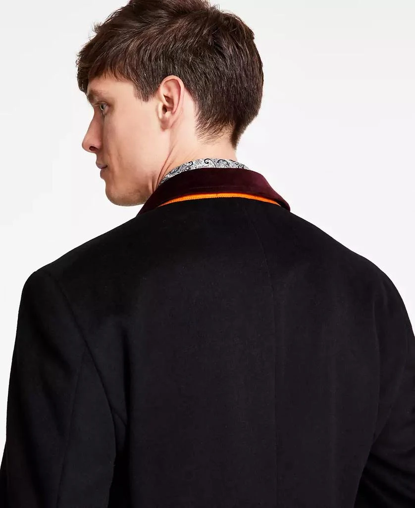 Tallia Men Wool Blend Overcoats with Contrast Velvet Top Collar 4
