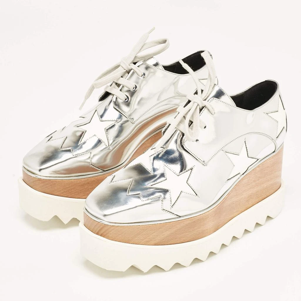 Stella McCartney Stella McCartney Silver Faux Leather Elyse Star Platform Sneakers Size 35 2
