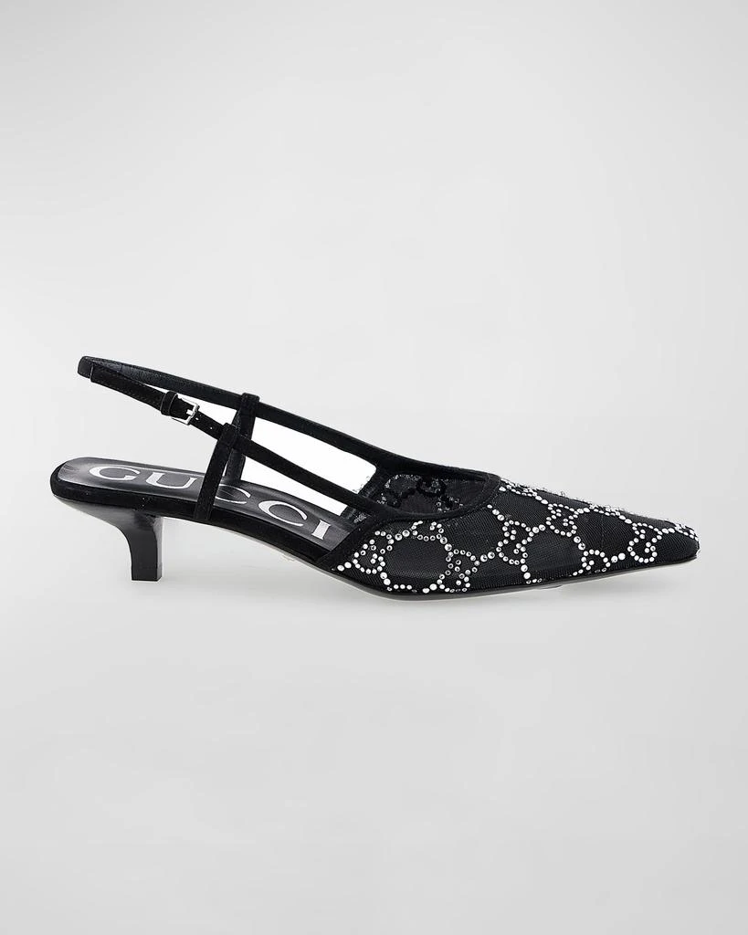 Gucci Tom Crystal GG Mesh Slingback Pumps 1