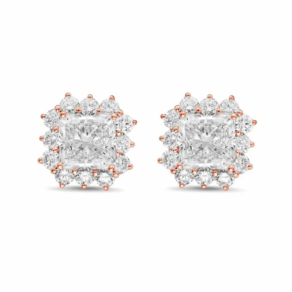 Diana M Jewels Diana M Jewels - Women's Radiant Lab-Grown Diamond Stud Earrings (6.00 Ct TCW) - Elegant