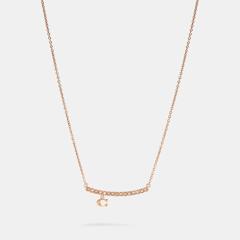 Coach Coach Outlet Signature Pave Bar Necklace 2