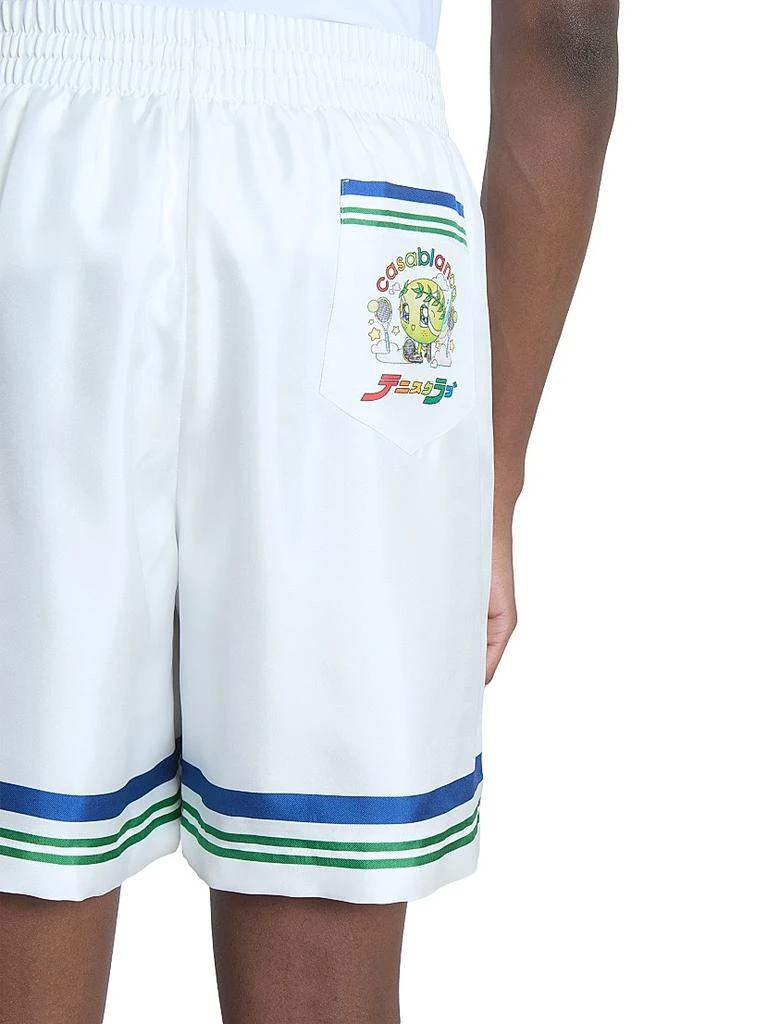 Casablanca Tennis Ball Striped Silk Shorts 6
