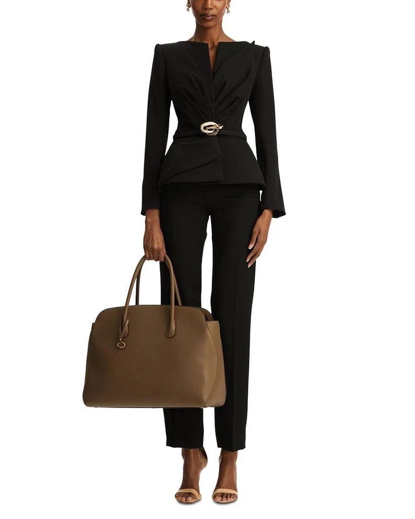 Oscar de la Renta Black Satin Bow Buckle Belt Jacket 2