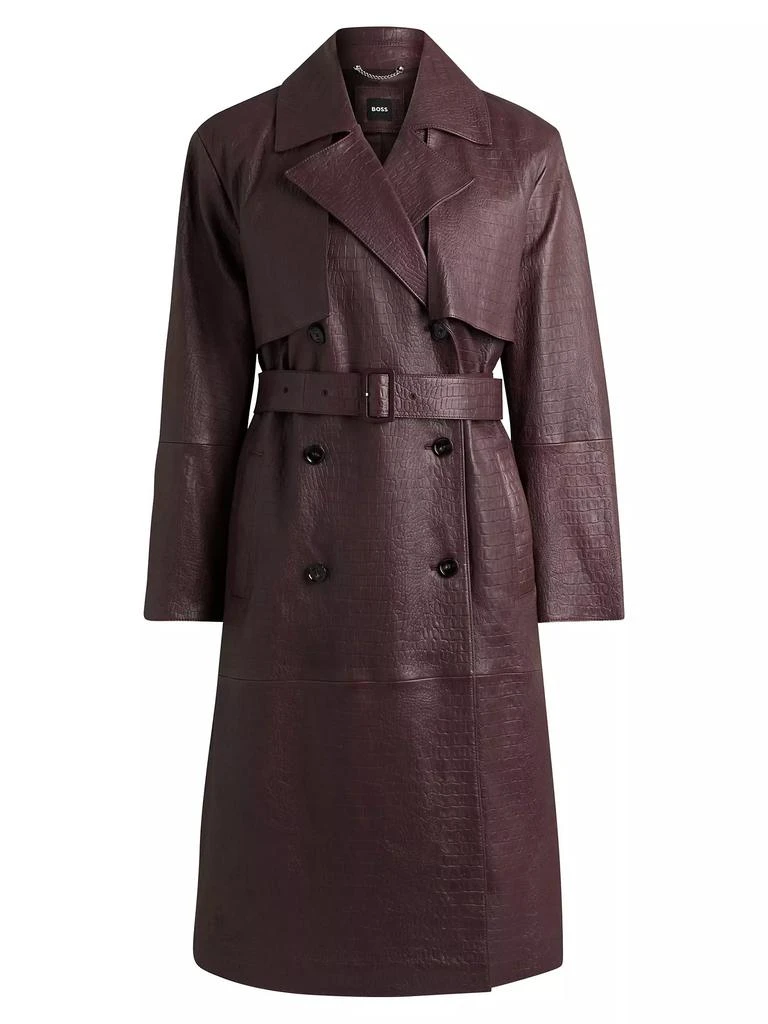 Hugo Boss Double Breasted Trench Coat in Crocodile Patterned