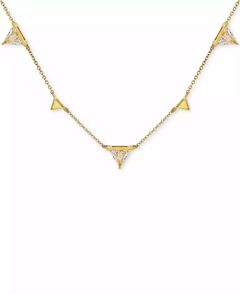 GUESS 14k Gold-Plated & Cubic Zirconia Triangle Station Necklace, 16" + 2" extender 2