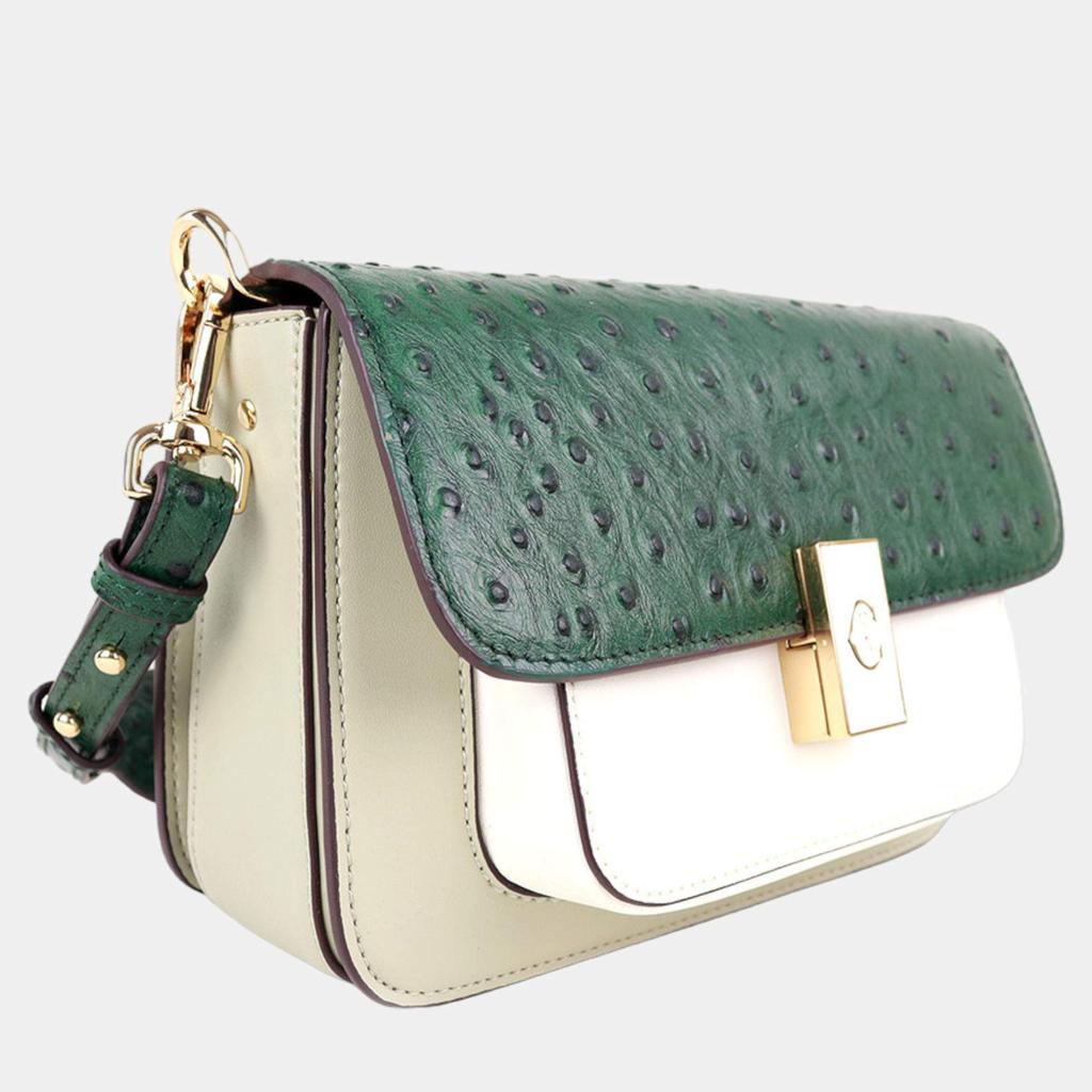Charriol Charriol Green/Beige/Grey Leather LE REVE Crossbody