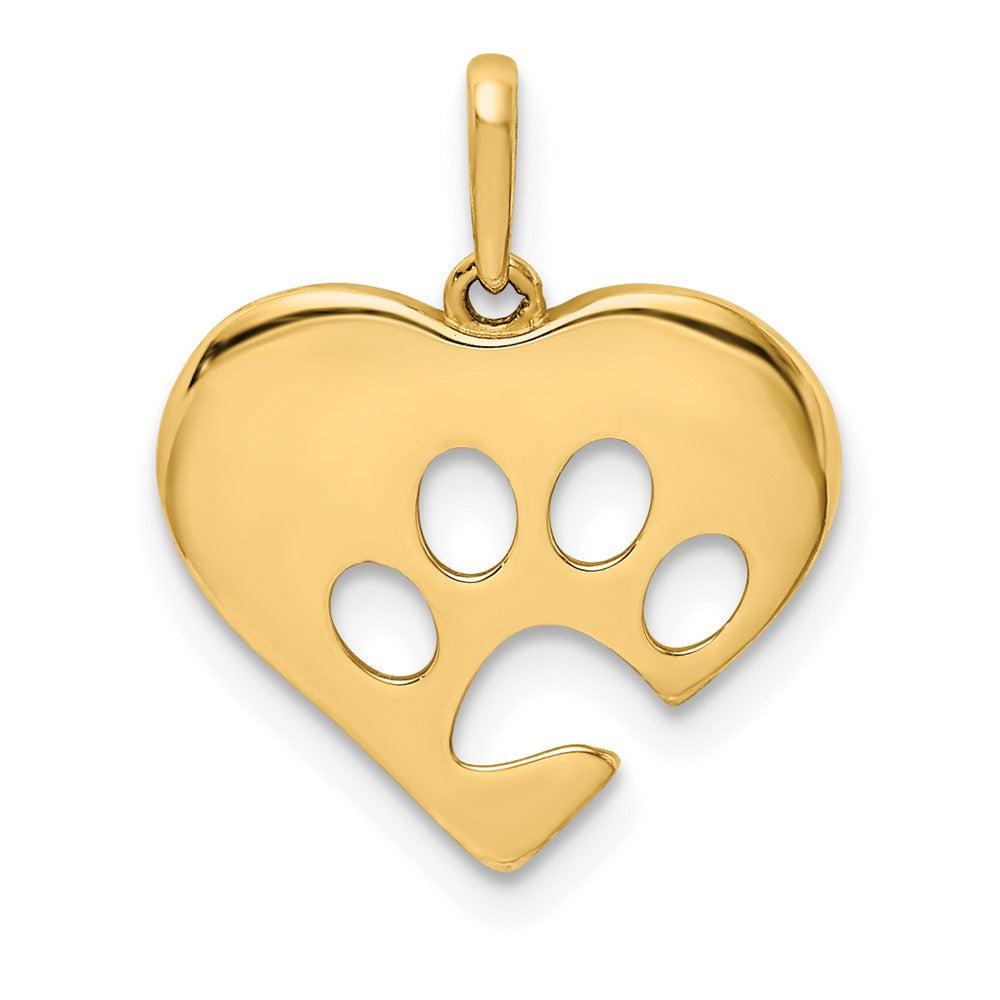 Diamond2Deal 10k Yellow Gold Polished Heart Paw Print Pendant