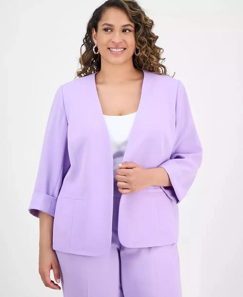 Kasper Plus Size 3/4-Sleeve Open-Front Blazer 1