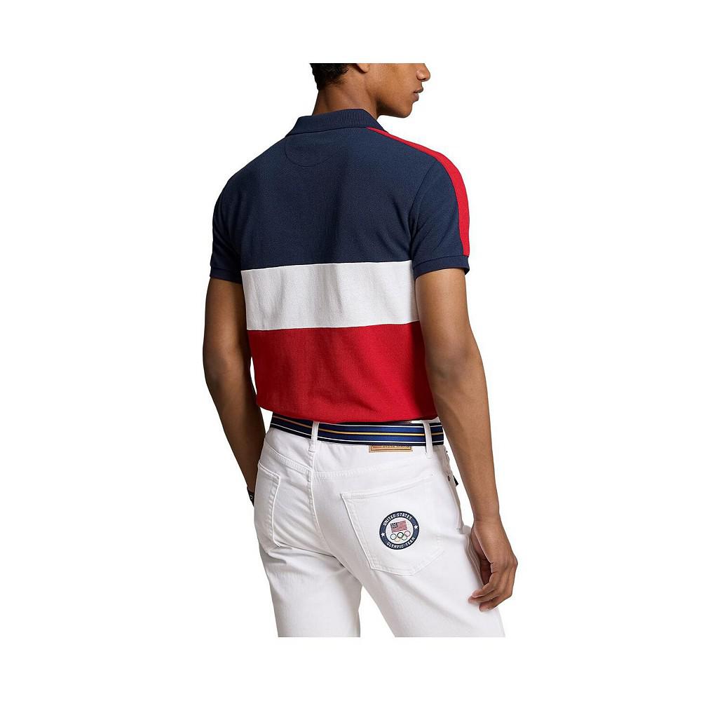 Polo Ralph Lauren Men's Navy Team USA 2024 Summer Olympics Villagewear Performance Mesh Colorblock Polo