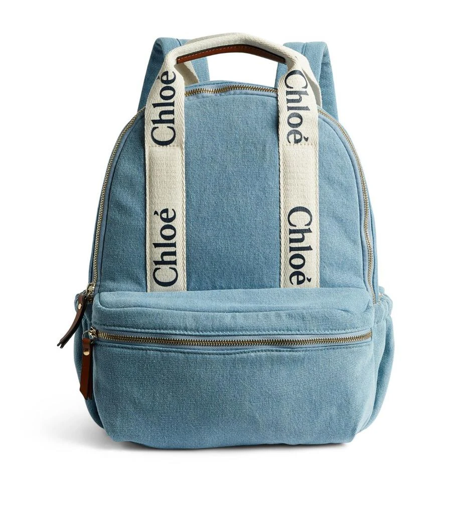 Chloé Kids Denim Logo Backpack 1
