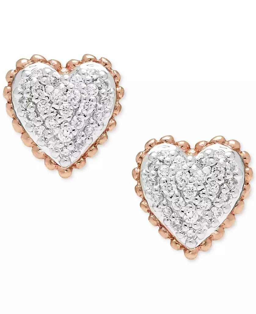 Macy's Diamond Cluster Heart Stud Earrings (1/10 ct. t.w.) in 10k Rose Gold 3