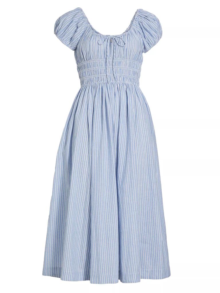 DÔEN Quinn Striped Cotton Scoopneck Midi-Dress