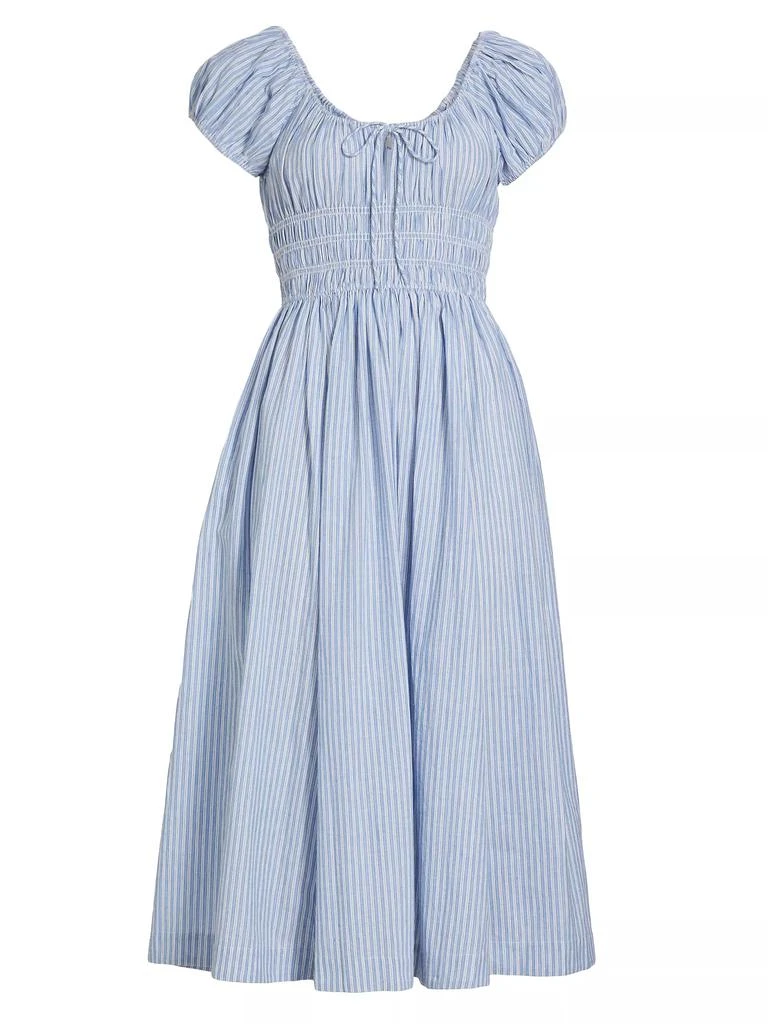 DÔEN Quinn Striped Cotton Scoopneck Midi-Dress 1