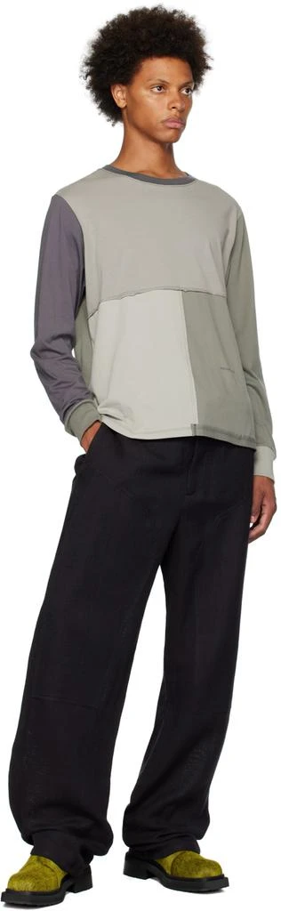 Eckhaus Latta Gray Lapped Long Sleeve T-Shirt 4