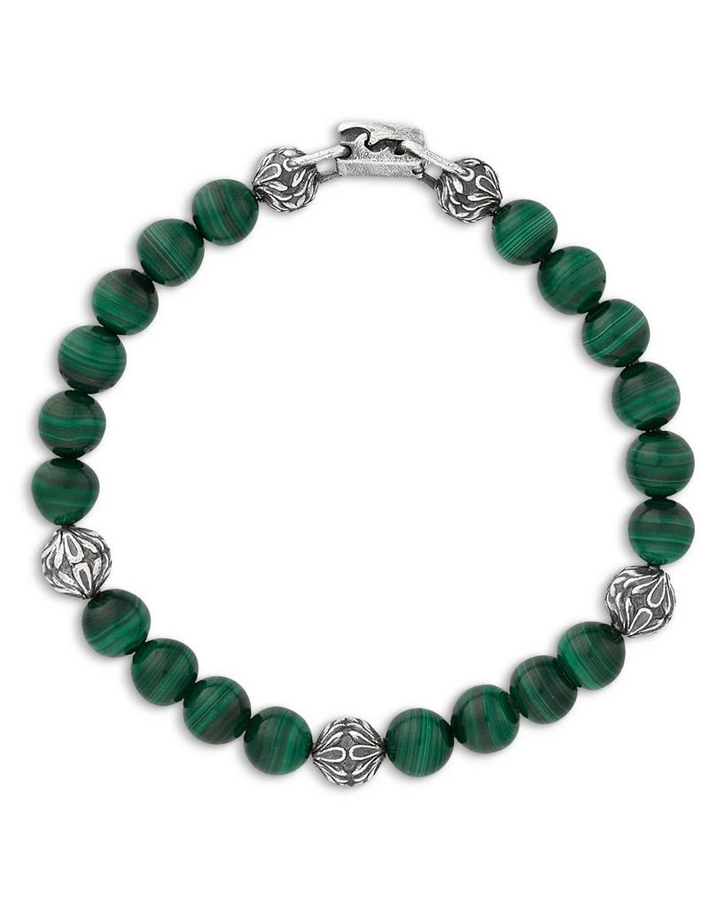 John Varvatos Men
s Sterling Silver Gothic Malachite Bead Bracelet 1