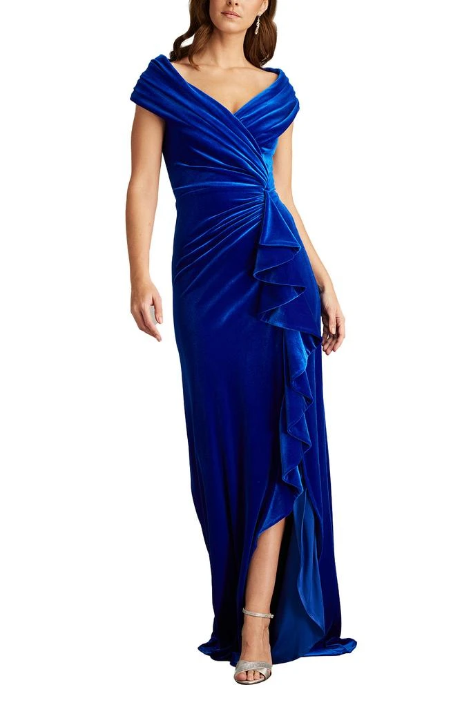Tadashi Shoji Alvarez Velvet Waterfall Drape Gown 3
