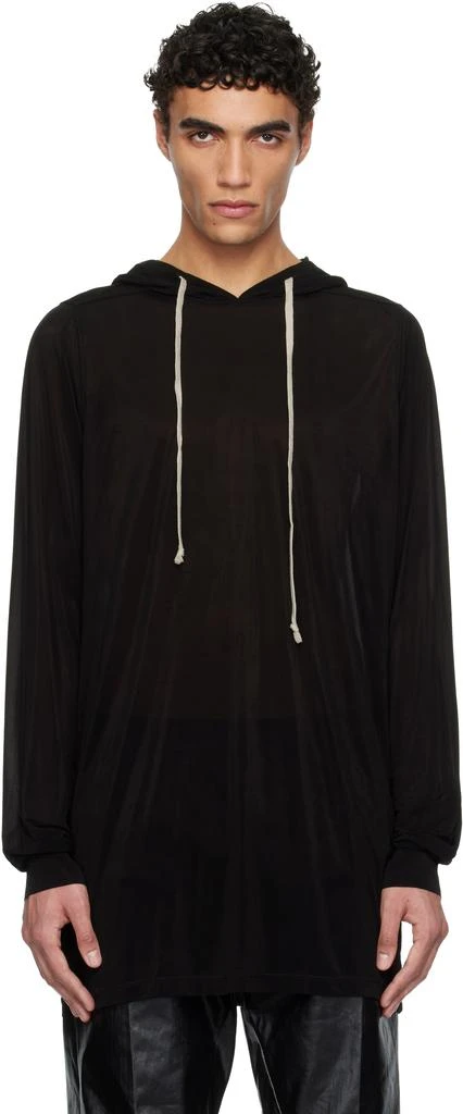 Rick Owens Black Hollywood Stretch Cupro Jersey Hoodie