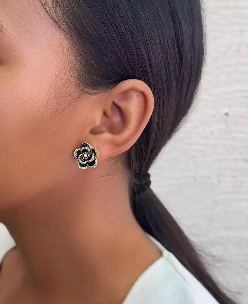 ADORNIA Gold Black CZ Carnelian Earrings 5