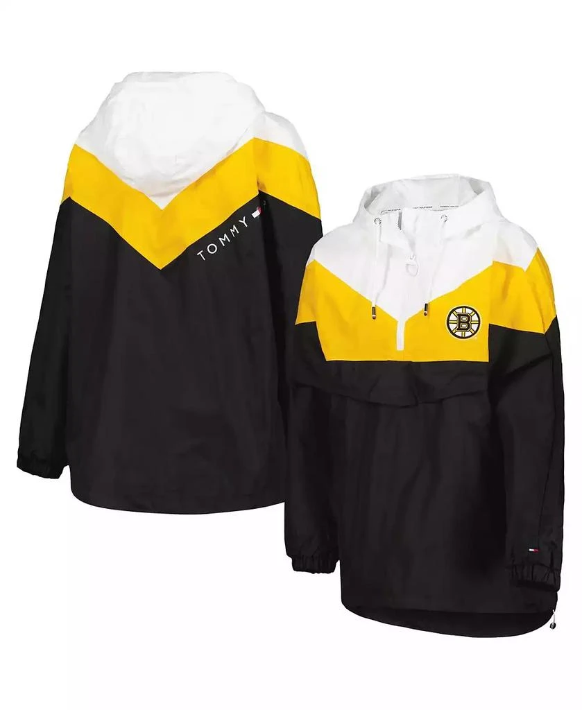 Tommy Hilfiger Women's Black, Gold Boston Bruins Staci Half-Zip Windbreaker Jacket 1