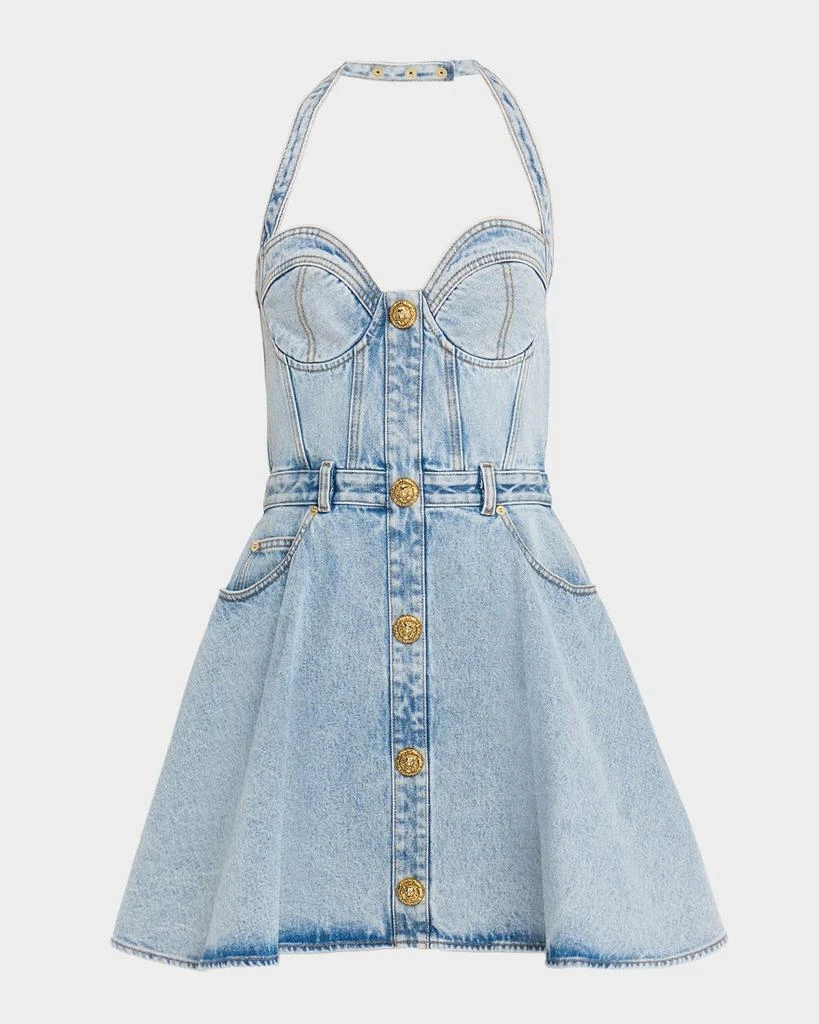 Button-Front Denim Halter Mini Bustier Dress  On Sale Now with Up to 60%  Off | Discover Exclusive Deals & Savings at BeyondStyle  Authentic Balmain  women|dresses|Women|women's clothing with Limited-Time Discounts, Free
