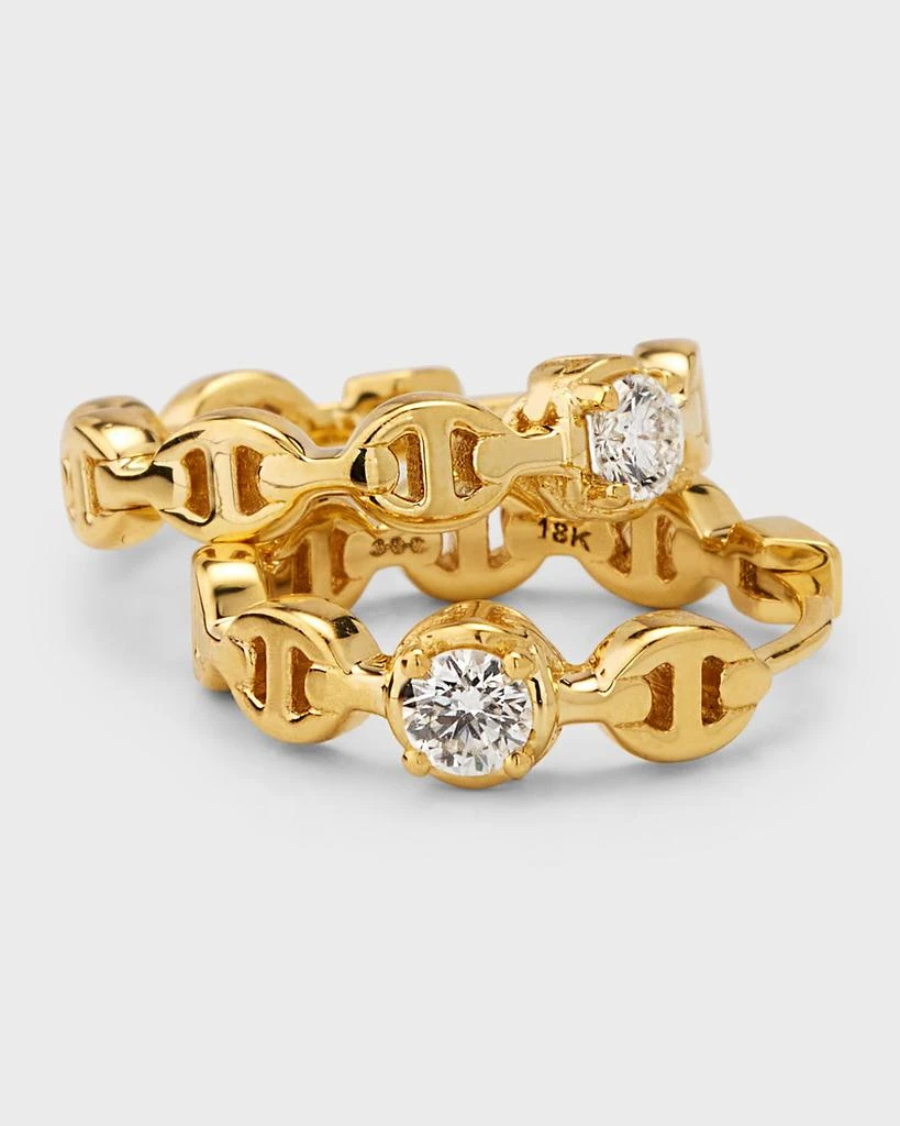 Hoorsenbuhs 18K Yellow Gold 12MM Tri-Link Diamond Huggie Earrings 3