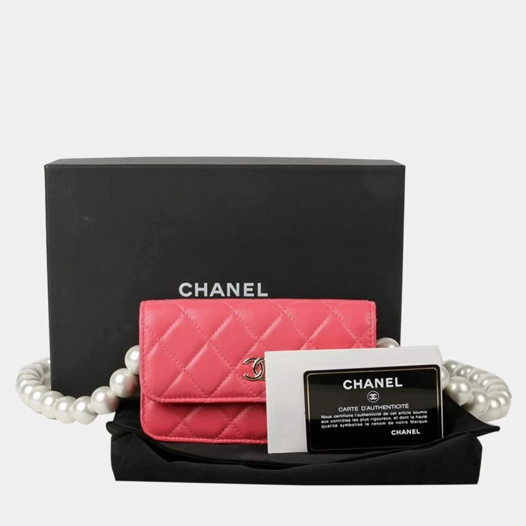 Chanel Chanel Pink Leather Pearl Mini Wallet On Chain 11