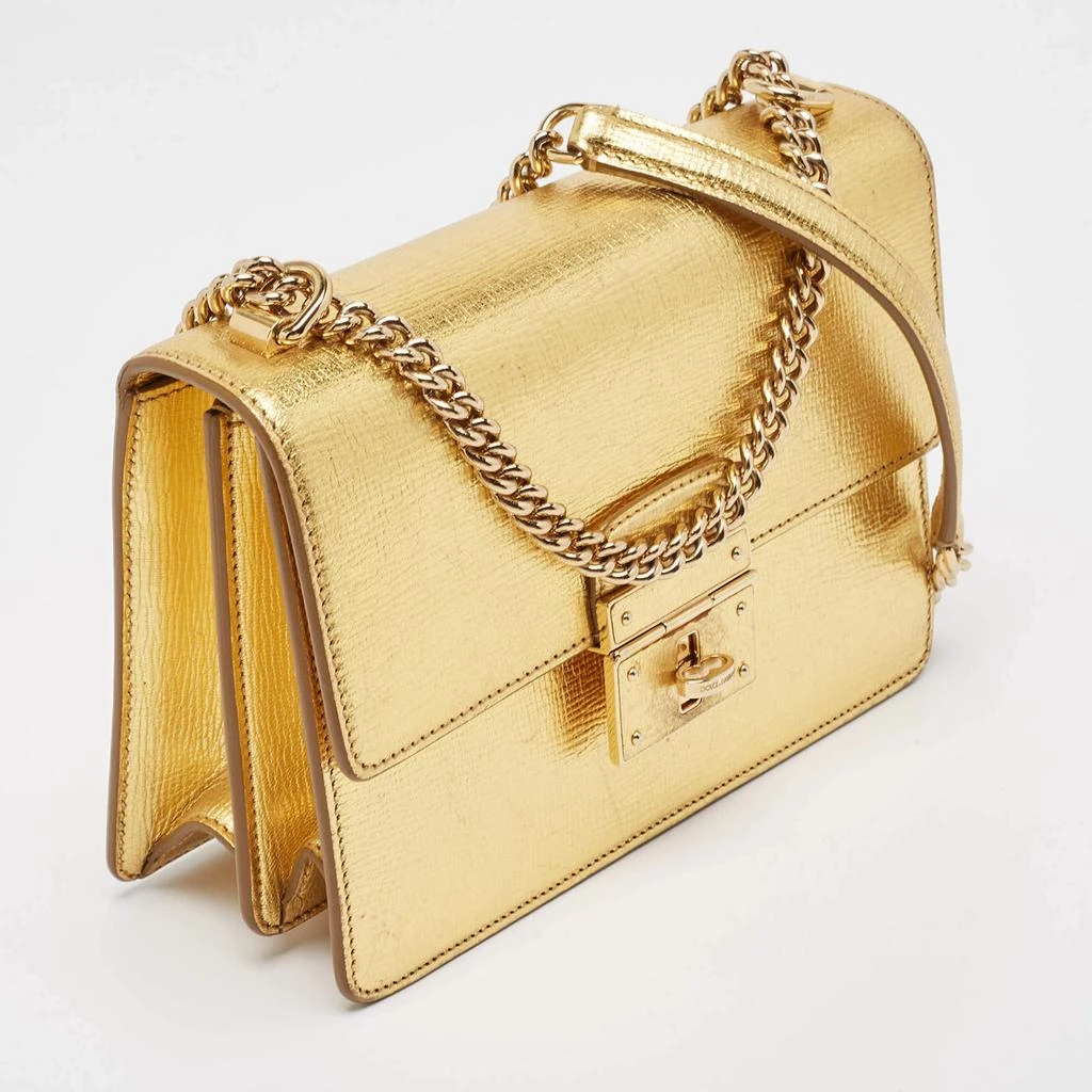 Dolce & Gabbana Dolce & Gabbana Gold Leather Small Rosalia Shoulder Bag 3