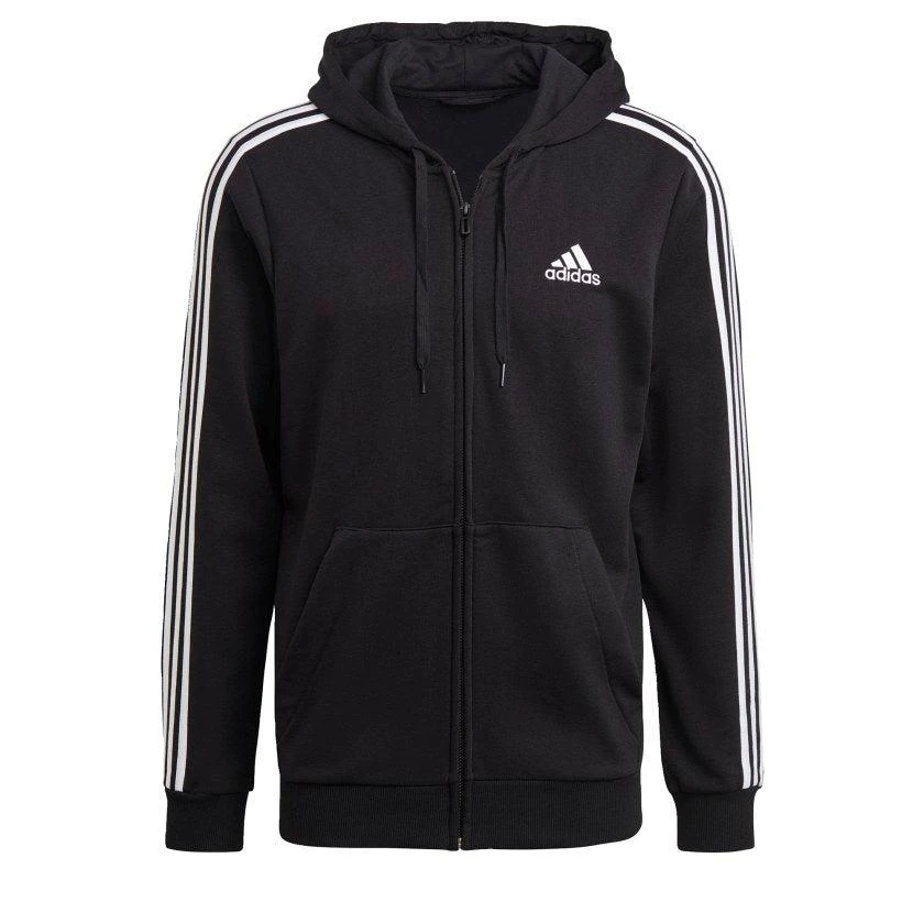 adidas Men's  Essentials French Terry 3-Stripes Full-Zip Hoodie 2