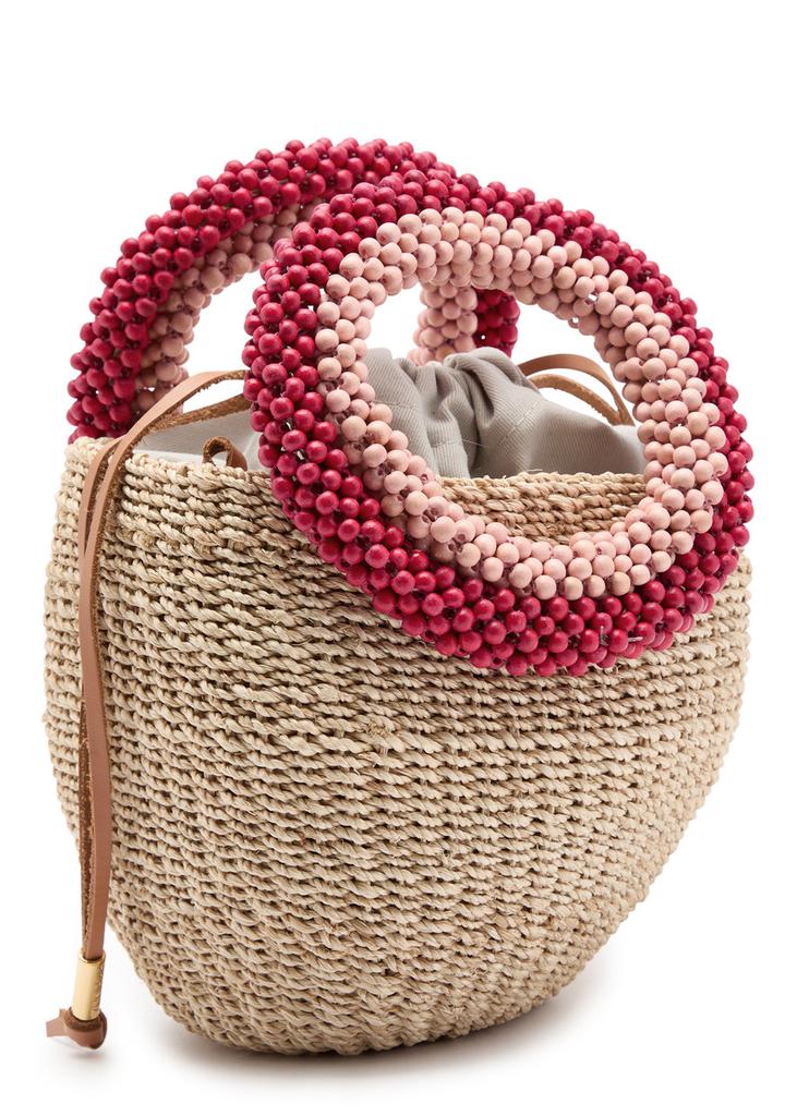 ARANAZ Carmen mini raffia bucket bag