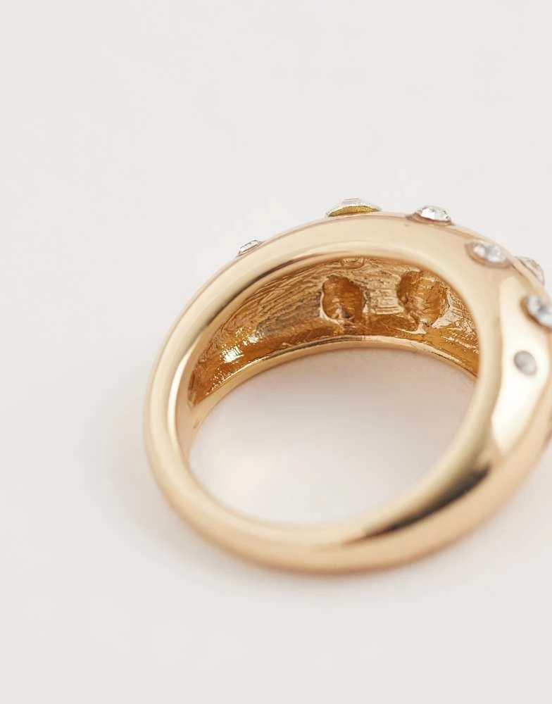 ASOS ASOS DESIGN bubble ring with crystal details in gold tone 3