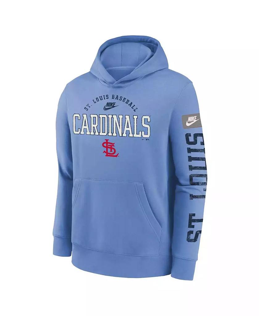 NIKE Big Boys and Girls Light Blue St. Louis Cardinals Cooperstown Collection Splitter Club Fleece Pullover Hoodie