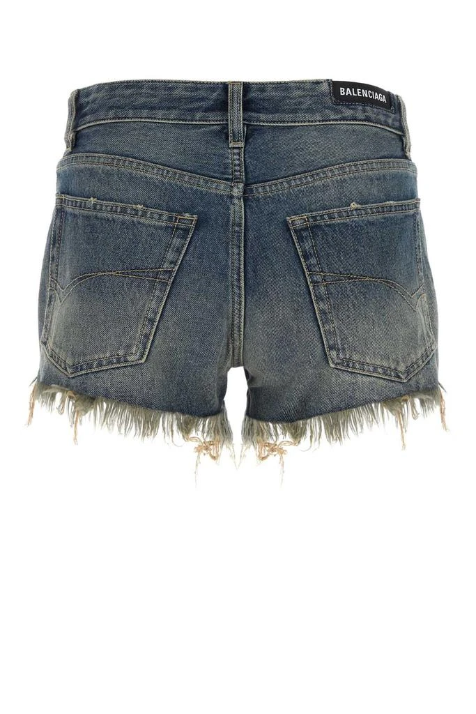 Balenciaga Balenciaga Frayed Raw-Edge Denim Shorts 2