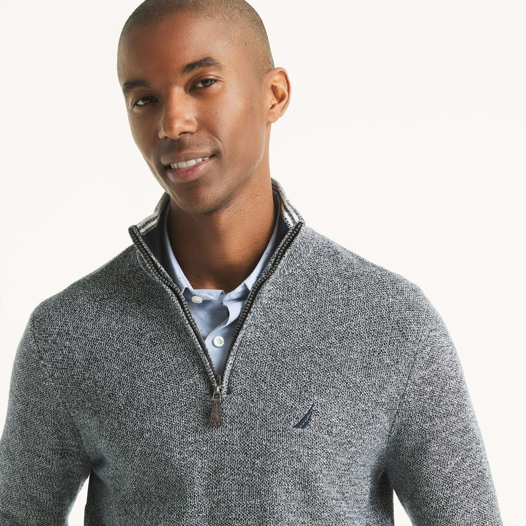 Nautica Mens Marled Quarter-Zip Sweater 2