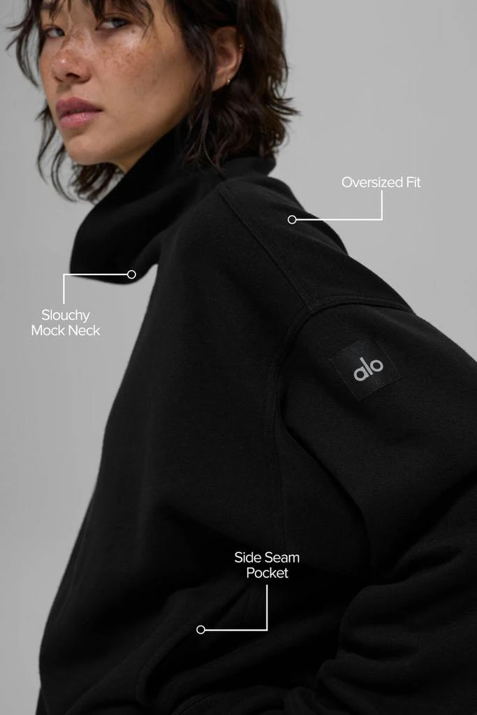 Alo Hazy Mock Neck Pullover - Light Athletic Heather Grey 2