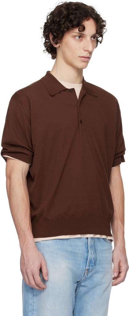Brown Super High Gauge Cotton Knit Polo – On Sale Now with Up to