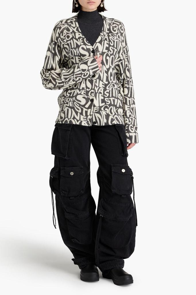 Stine Goya Printed ribbed-knit cardigan
