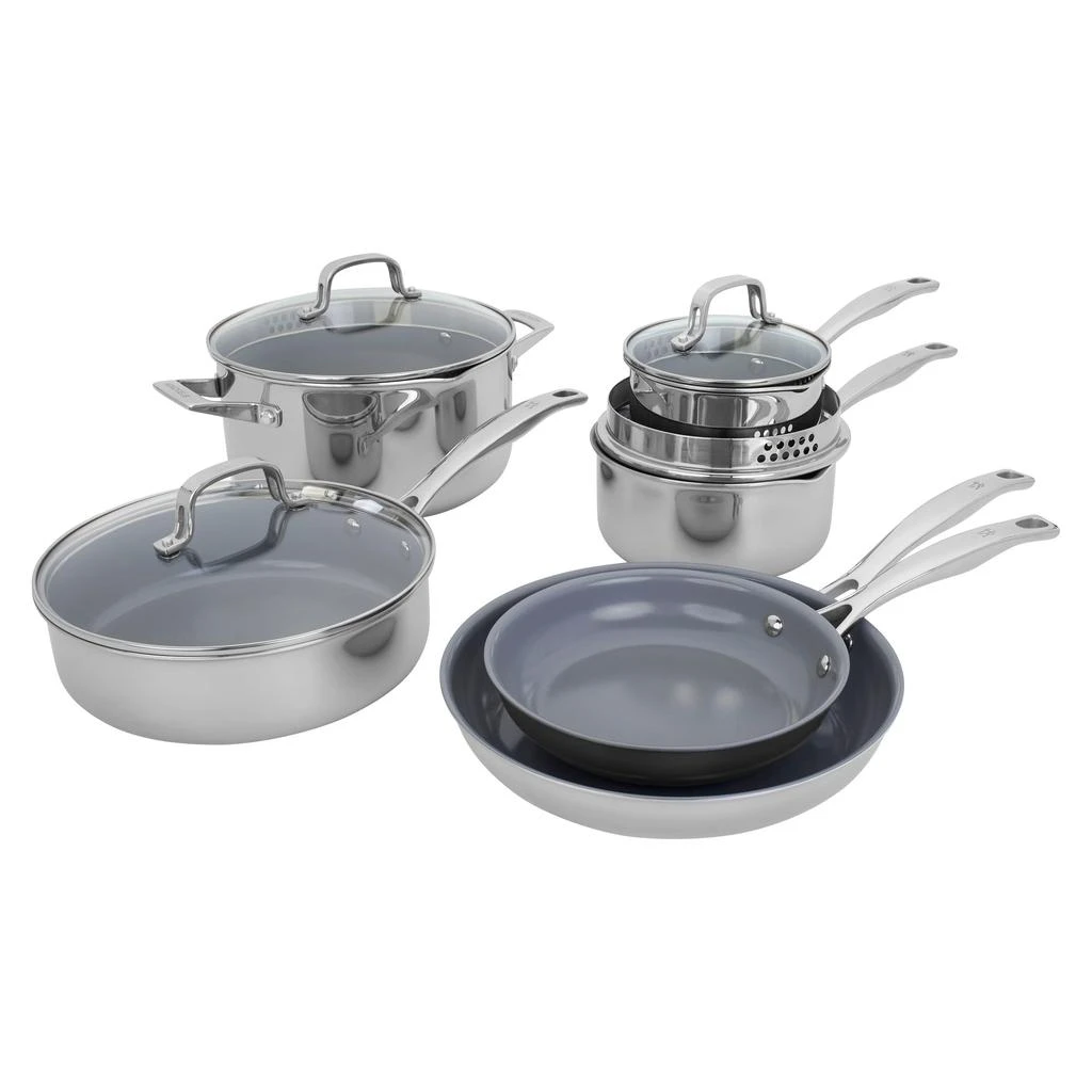 Henckels Clad H3 10-pc Stainless Steel  Ceramic Nonstick Cookware Set 1