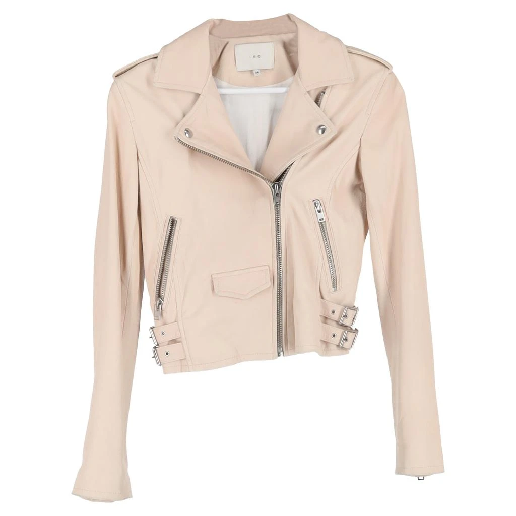 IRO Iro Newhan  Zipped Biker Jacket in Pink Leather 1