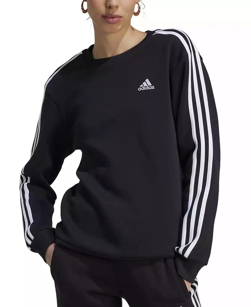 Adidas Women's 3-Stripe Cotton Fleece Crewneck Sweatshirt 1