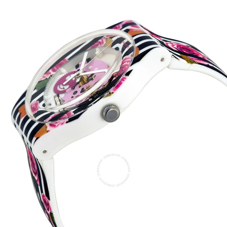 Swatch Rose Explosion Rose Patterned See Through Dial Rose Patterned Silicone  Unisex Watch SUOW110 2